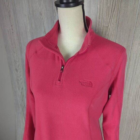 Vintage Y2K The North Face Pink Knit 1/4 Zip Pullover Jacket Winter Ski/Snow S - Picture 2 of 6